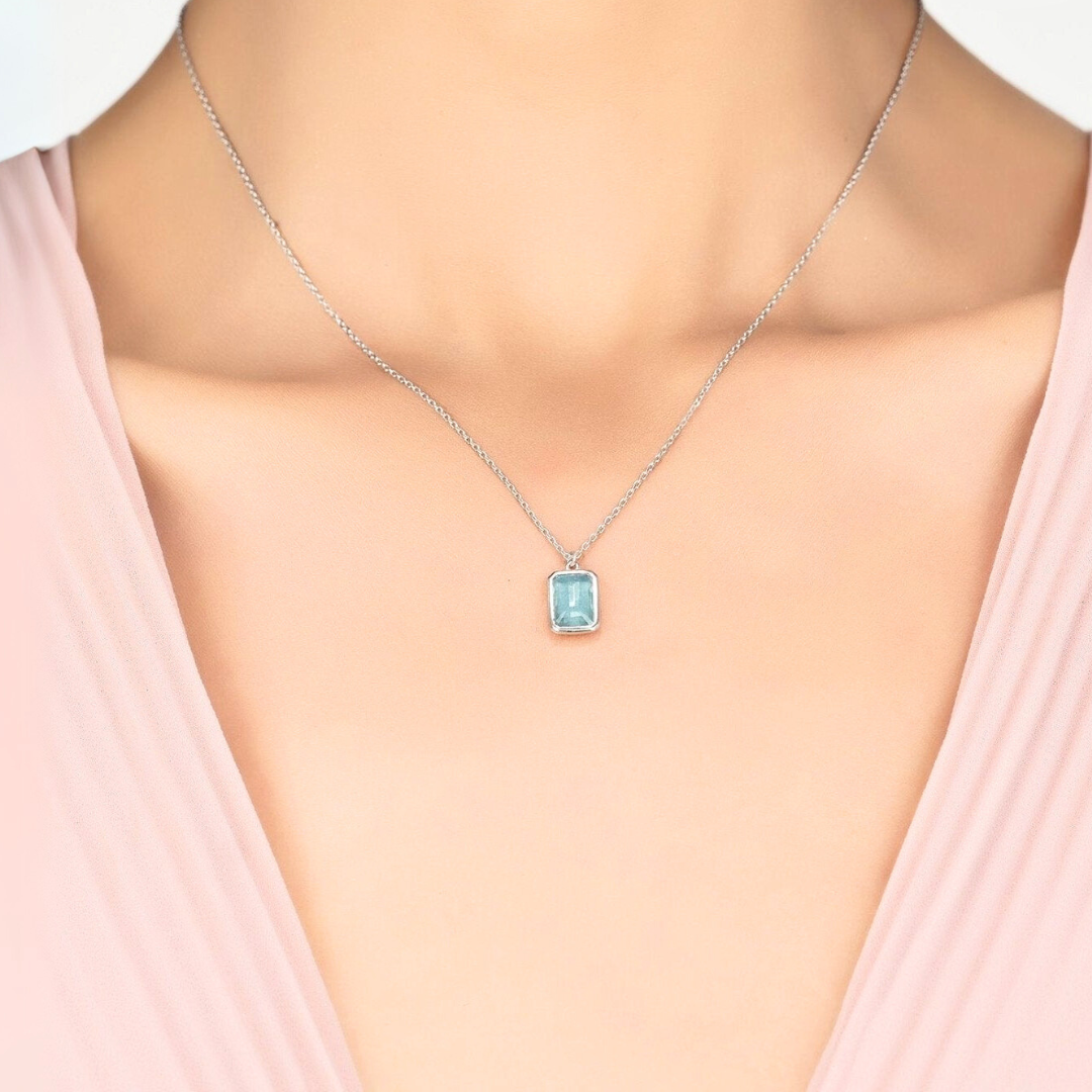 Portofino Necklace Silver Blue Topaz