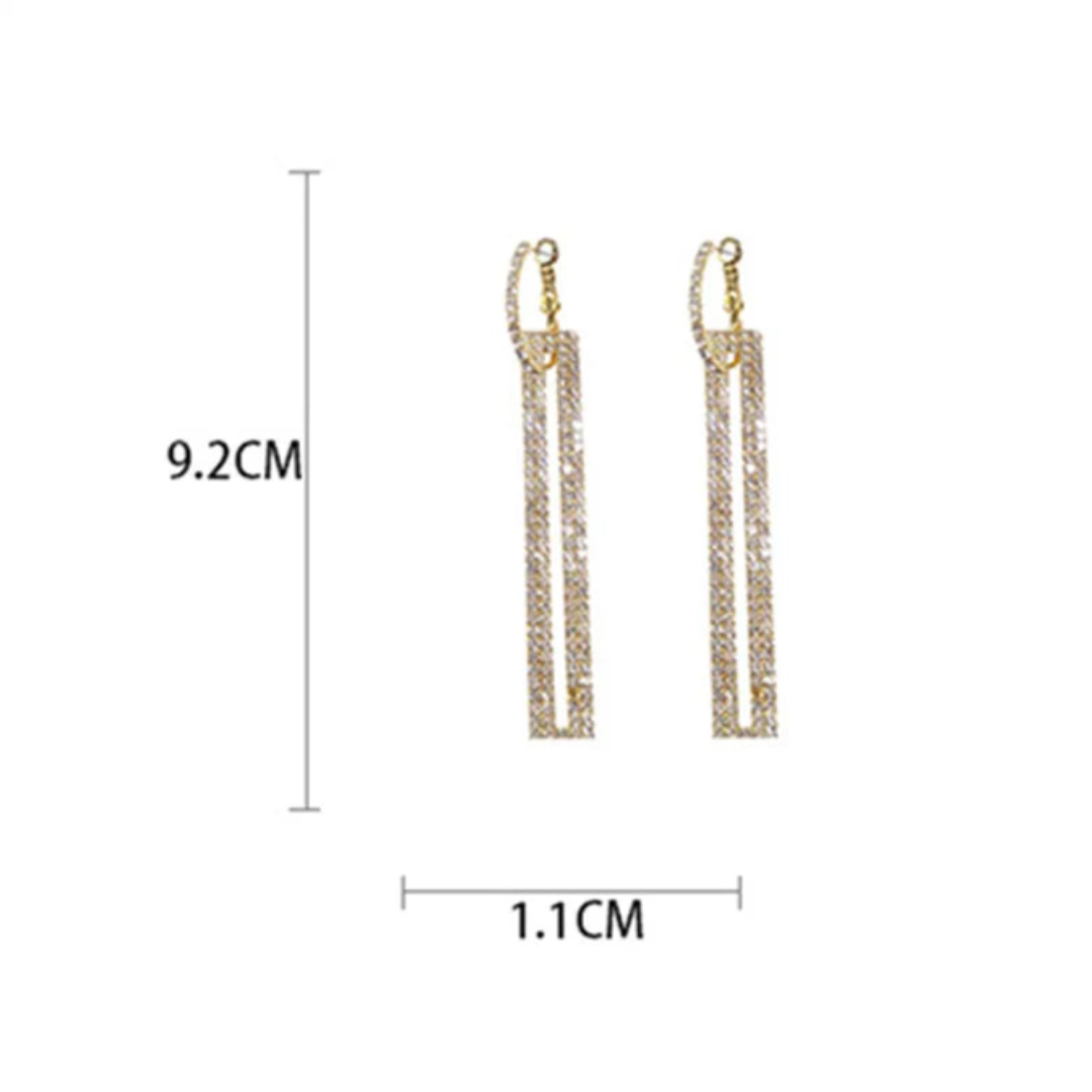 Geometric Drop Earrings – Luxury Gold & Silver Rhinestone Party Jewelry