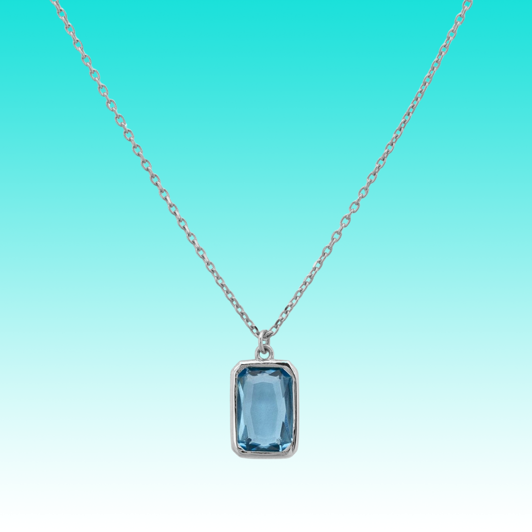 Portofino Necklace Silver Blue Topaz