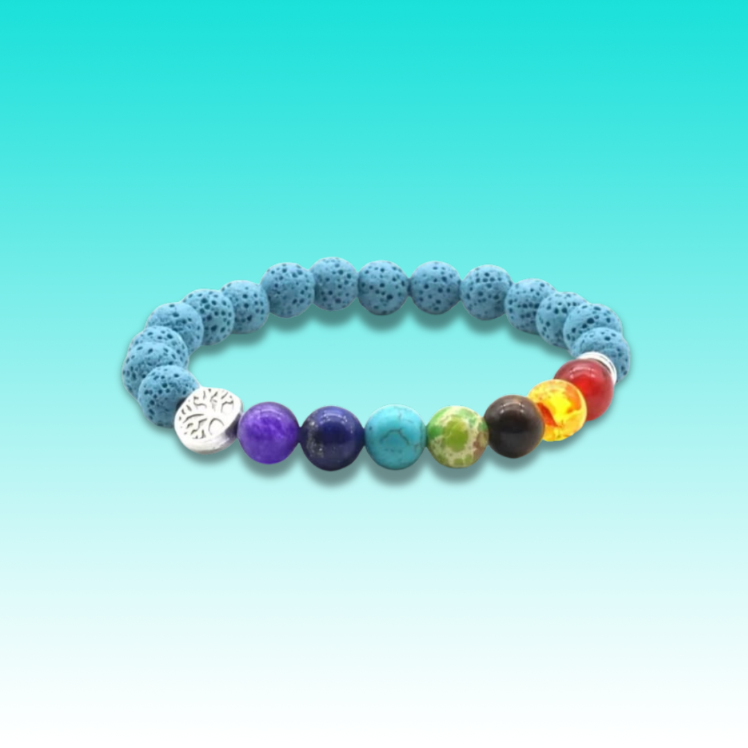 Lava Stone Chakra Blue Bracelet