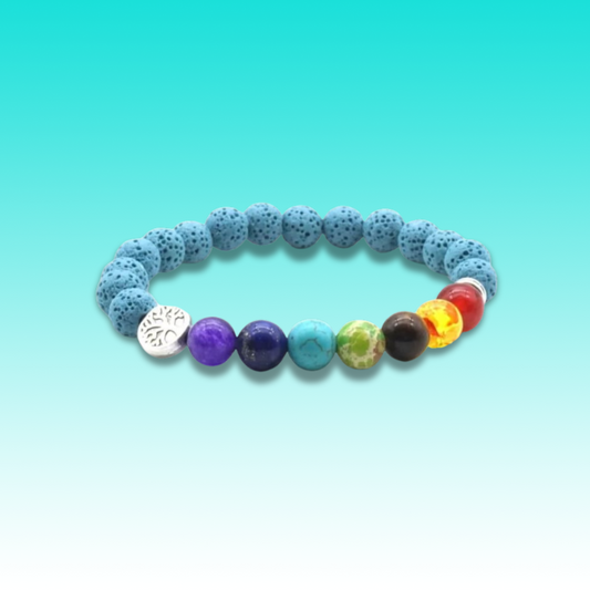 Lava Stone Chakra Blue Bracelet