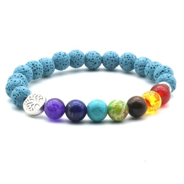 Lava Stone Chakra Blue Bracelet